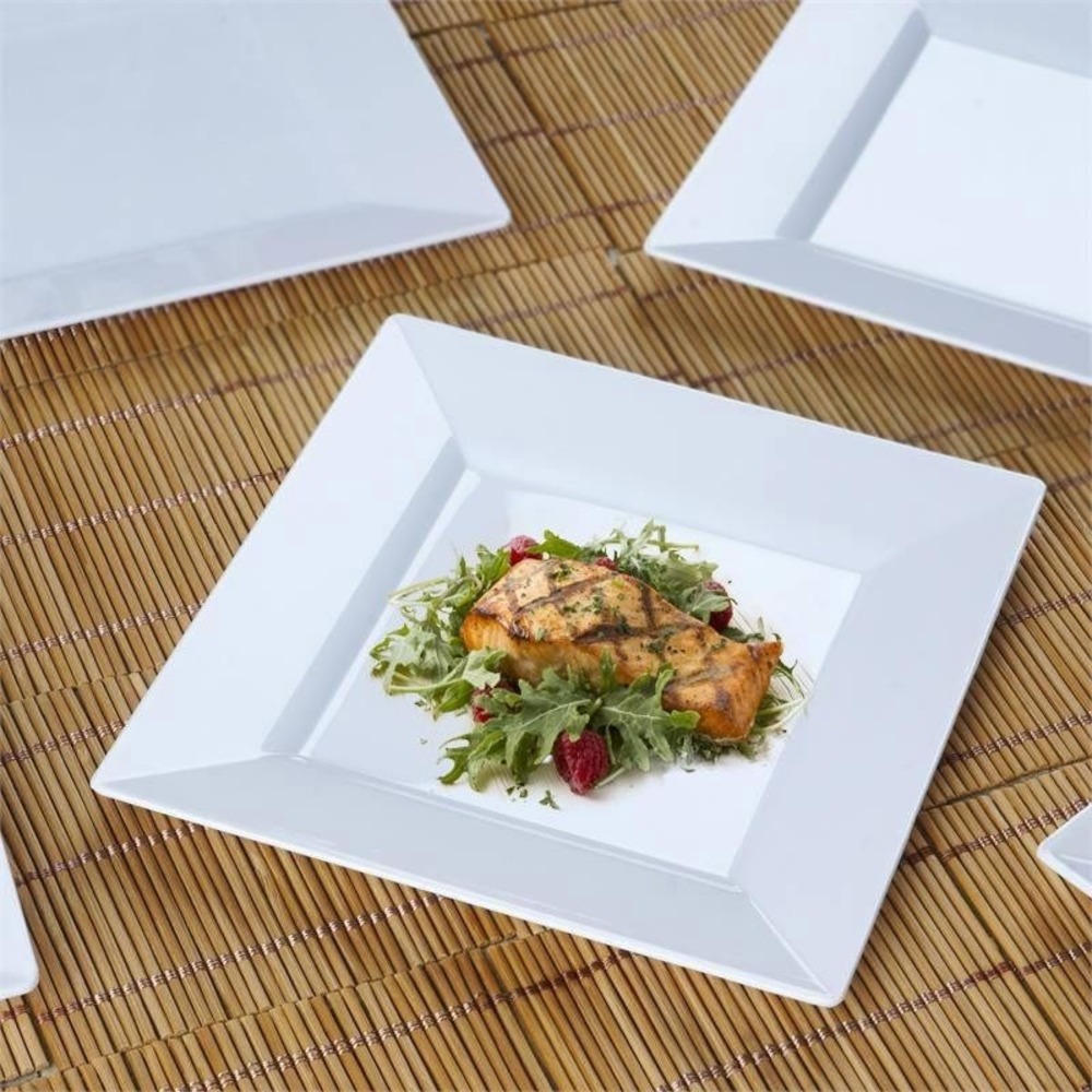 Lot White Square Plates Napkins Party Disposable Microwave-safe 7"|9" Serv 16